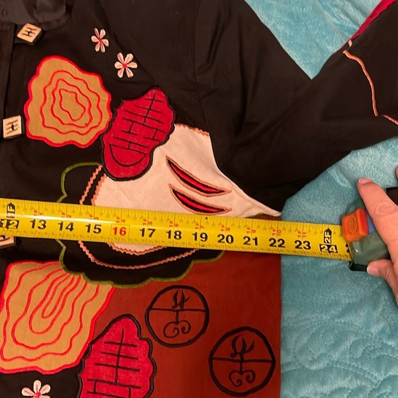 Allure Shacket Embroidered with artsy Buttons Jacket women’s Sz L Black‎ multi - Picture 14 of 16